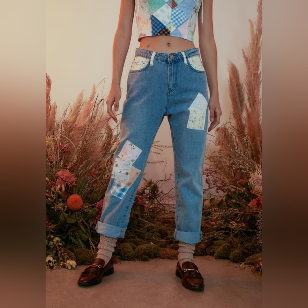 DOLLS KILL X HOLLY HOBBY Patchwork Dose of Happy Jeans M